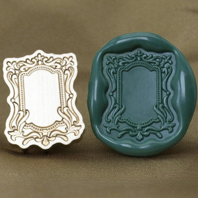 Atopbb 3D Embossed Frame Relief Carving Wax Sealing Stamp, Wood Handle, Wedding Invitations, Letter Sealing (F03) - Image 2